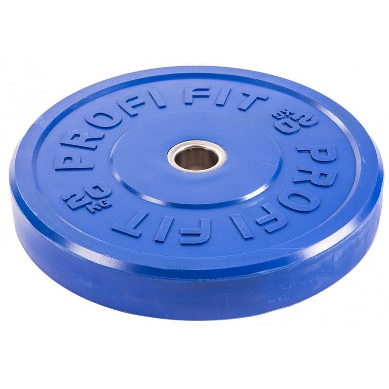 Диск для штанги каучуковый, синий, PROFI-FIT D-51, 20 кг