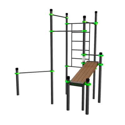 W222 Воркаут (3 турника, шведская стенка, наклонная скамья, перекладина для отжиманий) ZAVODSPORTA