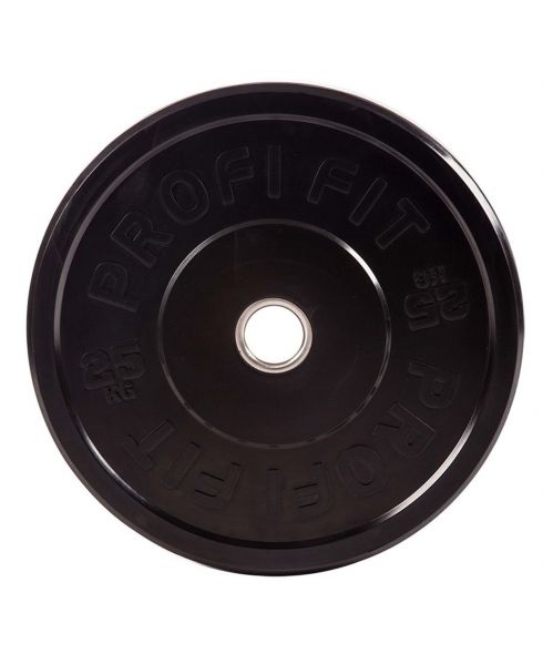 Диск для штанги каучуковый, черный D51 мм PROFI-FIT 25 кг