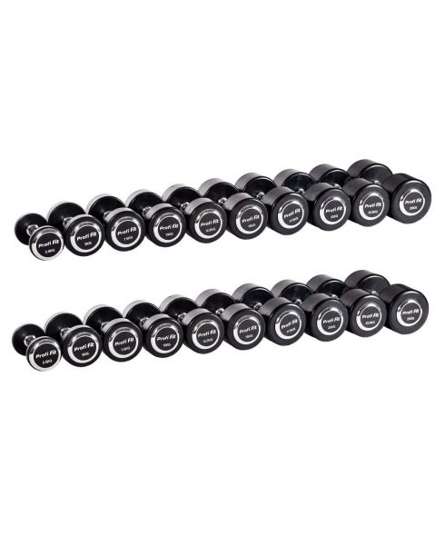 Гантельный ряд профессиональный (шаг 2,5 кг, 10 пар) PROFI-FIT 2,5-25 кг