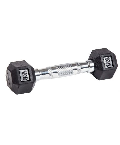 Гантель гексагональная обрезиненная PROFI-FIT  1 кг