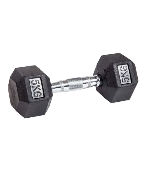 Гантель гексагональная обрезиненная PROFI-FIT 5 кг