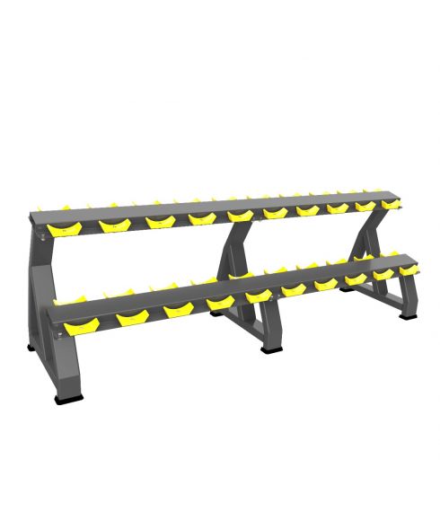 A2215-10 Стойка для гантелей (на 10 пар, желтые ложементы) ТАНГЕН